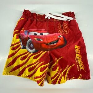 Disney Pixar Cars Lightning McQueen‎ Red Yellow Kids Swim Trunks Size 6 / Large